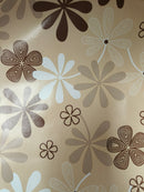Daisy Taupe and  Beige PVC Vinyl Wipe Clean Tablecloth 200cm x 140cm Warehouse Clearance