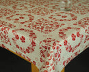 Red Daisy Hearts on Linen  PVC Vinyl Wipe Clean Tablecloth  150cm x 140cm Warehouse Clearance