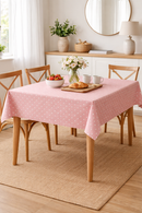 Dotty Rose Pink Oilcloth Tablecloth by Clarke and Clarke