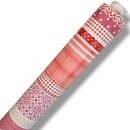 Dotty Check Stripe Red  PVC Vinyl Tablecloth 19.4 Metres x 140cm