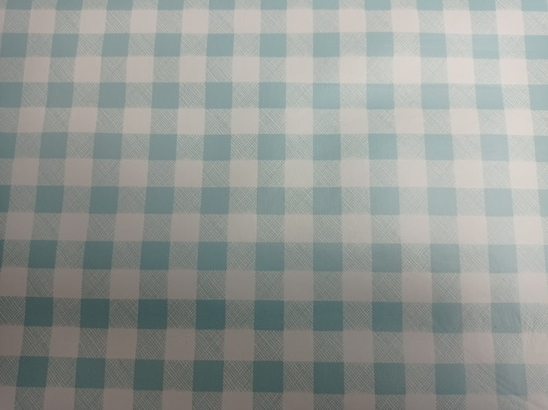 Duckegg Small Gingham Check 12mm Squares Vinyl Oilcloth Tablecloth