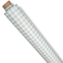 Mineral Blue Small Check Gingham 12mm Squares PVC Vinyl Tablecloth Roll 20 Metres x 140cm
