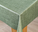 Moss Green Linen Look Vinyl Oilcloth Tablecloth – 04 corner drape