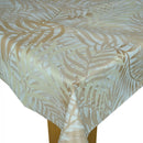 Exotic Palm Leaves Beige and Taupe PVC Vinyl Wipe Clean Tablecloth  190cm x 140cm Warehouse Clearance
