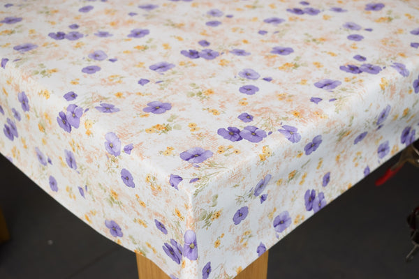 Felicity Lilac PVC Vinyl Wipe Clean Tablecloth  160cm x 140cm Warehouse Clearance