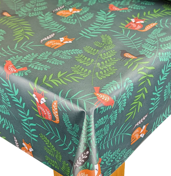 Fern Forest Jade Oilcloth Tablecloth