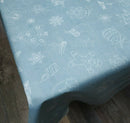 Festive Ice Blue Vinyl Oilcloth Tablecloth 140cm x 140cm   -  Christmas Warehouse Clearance