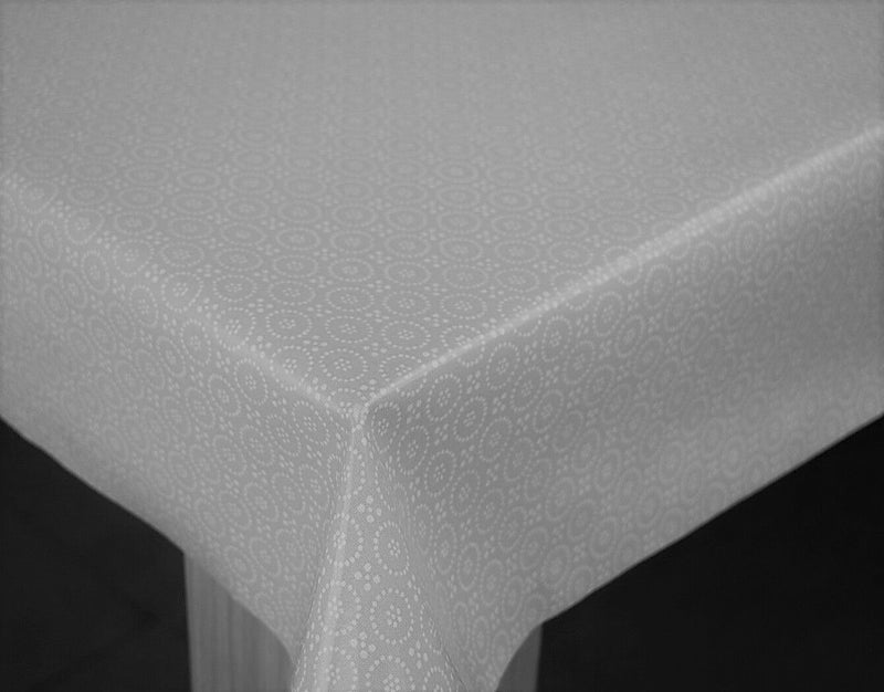 Dolly Silver Grey Cotton Oilcloth Tablecloth