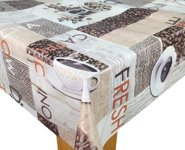 Fresh Coffee PVC Vinyl Wipe Clean Tablecloth  190cm x 140cm Warehouse Clearance