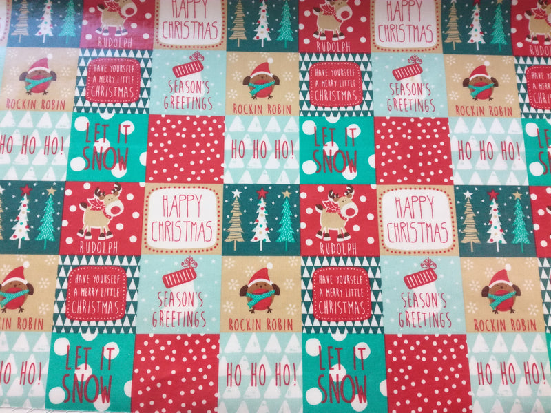Ho Ho Ho Merry Christmas  Oilcloth Table Cloth 120cm x 132cm    - Warehouse Clearance