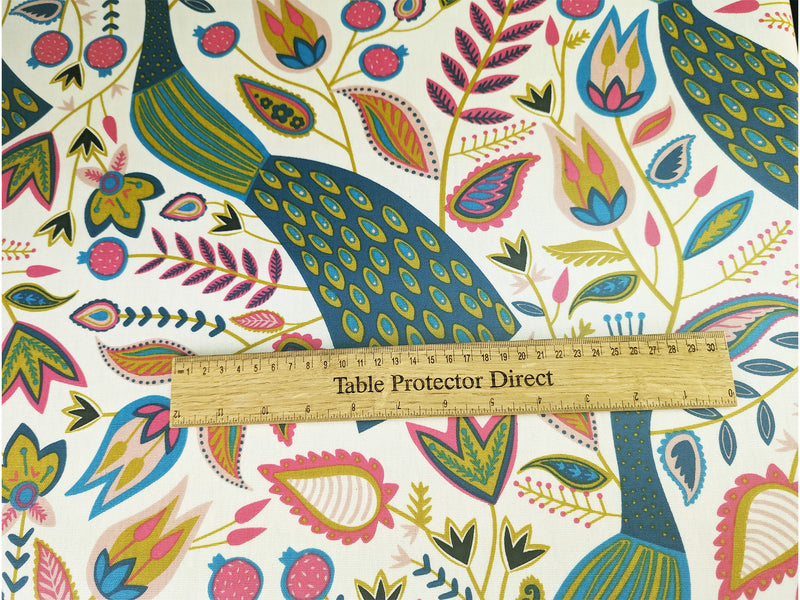 Square PVC Tablecloth Fryetts Peacock Teal Oilcloth 132cm