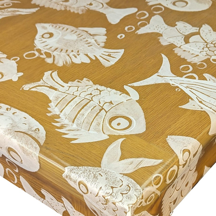 Funky Fish on Crystal Clear Vinyl Oilcloth Tablecloth - Wipe Clean ...