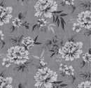 Gemma Floral Charcoal Grey PVC Vinyl Wipe Clean Tablecloth  110cm x 140cm Warehouse Clearance