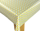 Geometric Circles Grey and Citrus PVC Vinyl Wipe Clean Tablecloth  170cm x 140cm Warehouse Clearance
