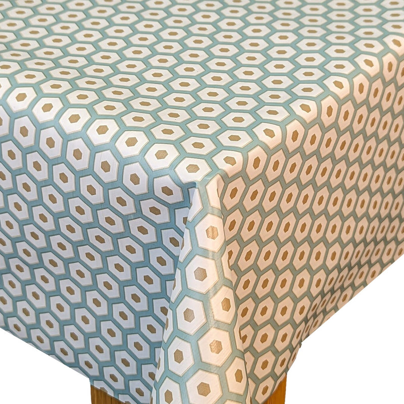 Geometric Duck Egg Shapes Vinyl Oilcloth Tablecloth