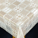 Geo White Floral Lace PVC Vinyl Wipe Clean Tablecloth  150cm x 140cm - Mark on Back- Warehouse Clearance