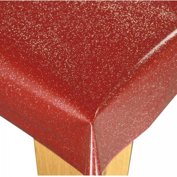 Cherry Red  Glittery Glitter Vinyl Oilcloth Tablecloth 100cm x 140cm  - Warehouse Clearance