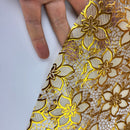 Poinsettia Precious Gold Metallic Lace PVC Vinyl Oilcloth Tablecloth