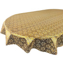 Oval Poinsettia Gold Lace Wipe Clean PVC Vinyl Tablecloth 200cm x 140cm
