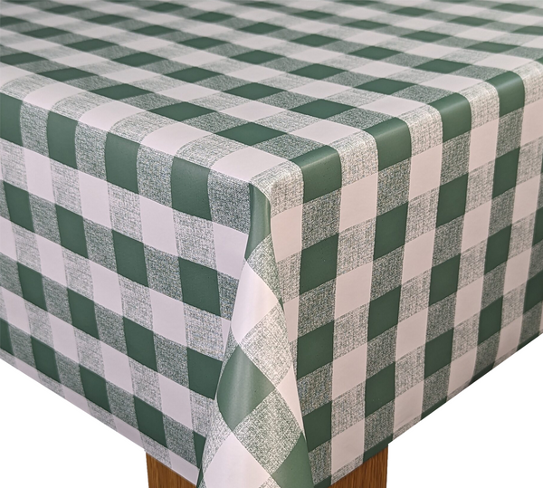 Green Gingham Check Vinyl Tablecloth