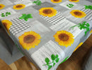 Sunflowers Grey and Yellow Vinyl Oilcloth Tablecloth 120cm x 95cm  - Warehouse Clearance