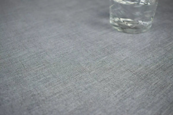 Grey Linen Look PVC Vinyl Wipe Clean Tablecloth  Round 140cm Warehouse Clearance