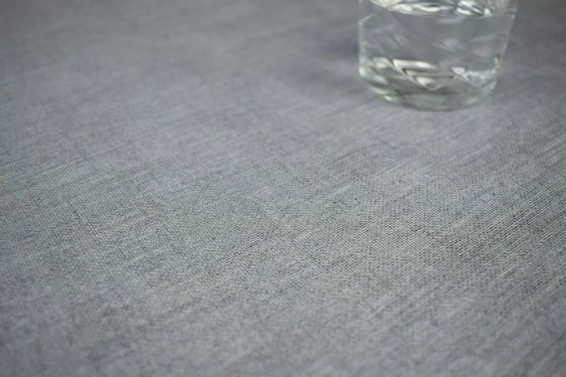 Grey Linen Look PVC Vinyl Wipe Clean Tablecloth  Round 140cm Warehouse Clearance