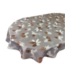 Oval Christmas Pine Cones Grey Brown Wipe Clean PVC Vinyl Tablecloth 180cm x 140cm