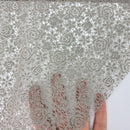Grey Floral PVC Lace Vinyl Oilcloth Tablecloth