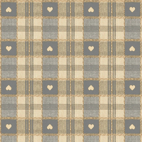 Sweetheart Check Grey Vinyl Tablecloth 14.1 Metres x 140cm - Warehouse Clearance