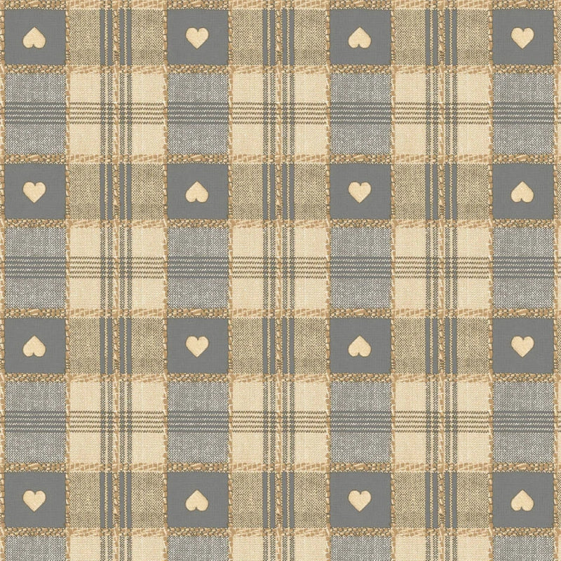 Sweetheart Check Grey Vinyl Tablecloth 14.1 Metres x 140cm - Warehouse Clearance