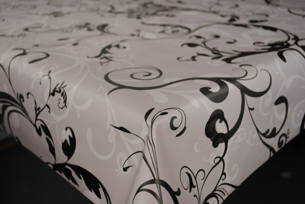 Grey Swirl PVC Vinyl Wipe Clean Tablecloth  210cm x 140cm Warehouse Clearance