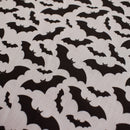 Halloween Black Bats on White Polyester / Cotton FABRIC for crafts 112cm x 27.4 metres Roll