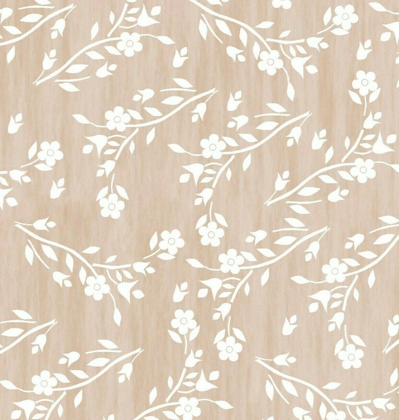 Hannah Beige Floral Vinyl Oilcloth Tablecloth