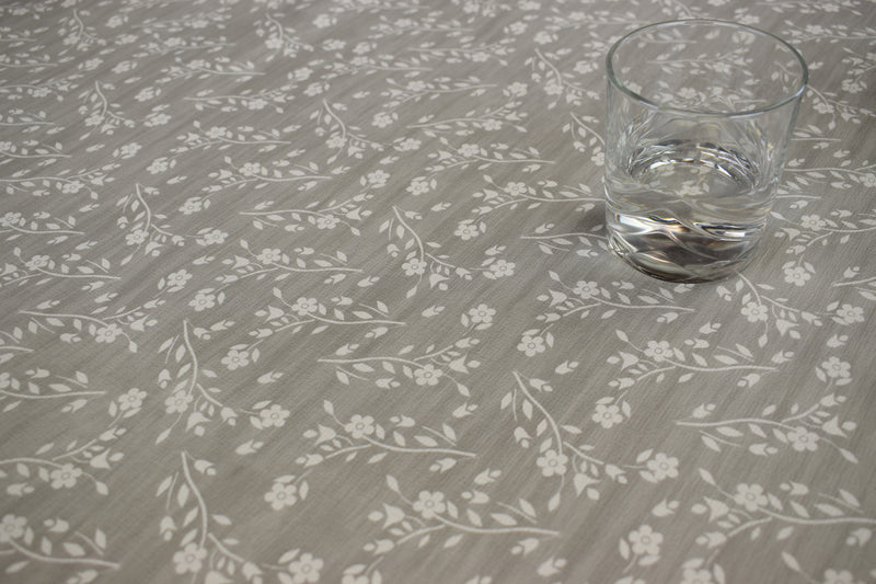 Hannah Floral Grey  PVC Vinyl Wipe Clean Tablecloth  90cm x 140cm Warehouse Clearance