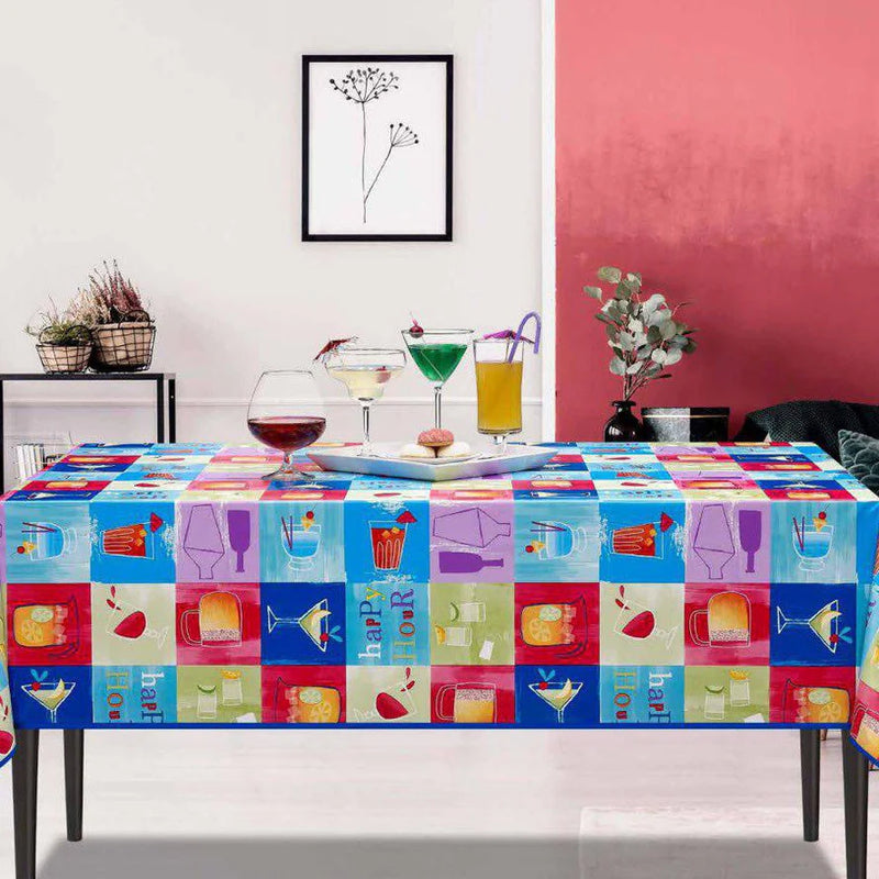 Happy Hour Bright vinyl tablecloth 260cm x 140cm -Print Faults-Warehouse Clearance