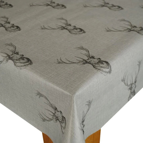Stag Grey  PVC Vinyl Wipe Clean Tablecloth  180cm x 140cm Warehouse Clearance