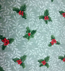Christmas Holly Duckegg Green on Willow Leaves PVC Vinyl Tablecloth 20 Metres x 140cm Full Roll