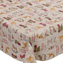 Christmas Holly Jolly Beige Vinyl Tablecloth Roll 20 Metres x 140cm