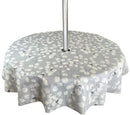 Honesty Grey Floral vinyl tablecloth ROUND 140cm with PARASOL Warehouse Clearance