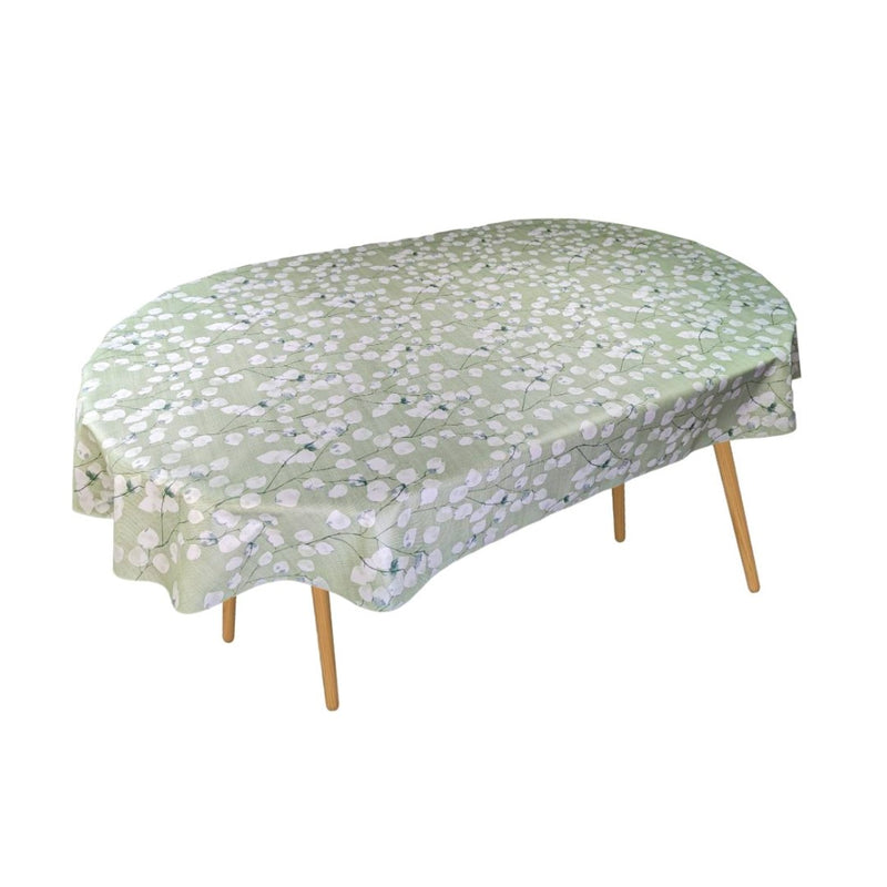 Honesty Floral Sage Green Tex Vinyl Oilcloth Tablecloth
