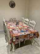 Coffee Squares Vinyl Oilcloth Tablecloth