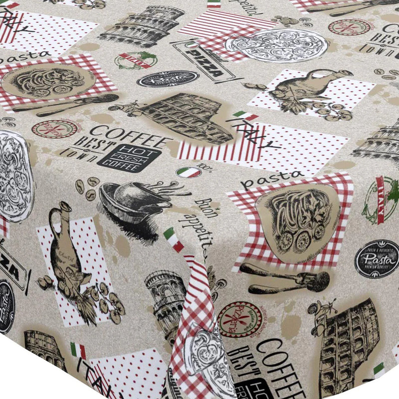 Italian Diner  PVC Vinyl Wipe Clean Tablecloth 200cm x 140cm- Warehouse Clearance