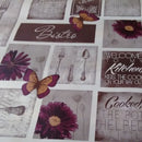 Kiss The Cook Purple  PVC Vinyl Wipe Clean Tablecloth 120cm x 140cm Warehouse Clearance