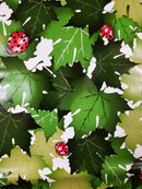 Ladybirds on Leaves PVC Vinyl Tablecloth Roll 20 Metres x 140cm