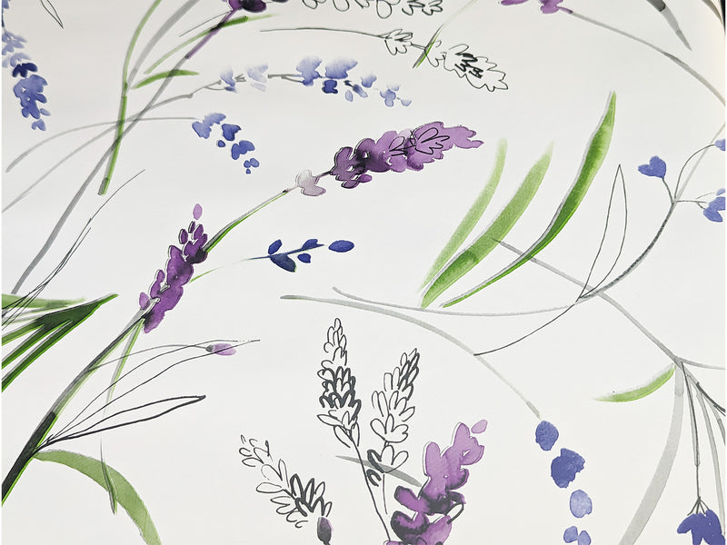Lavender Stems Vinyl Oilcloth Tablecloth