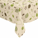 Leaves and Stems on Natural Vinyl Oilcloth Tablecloth