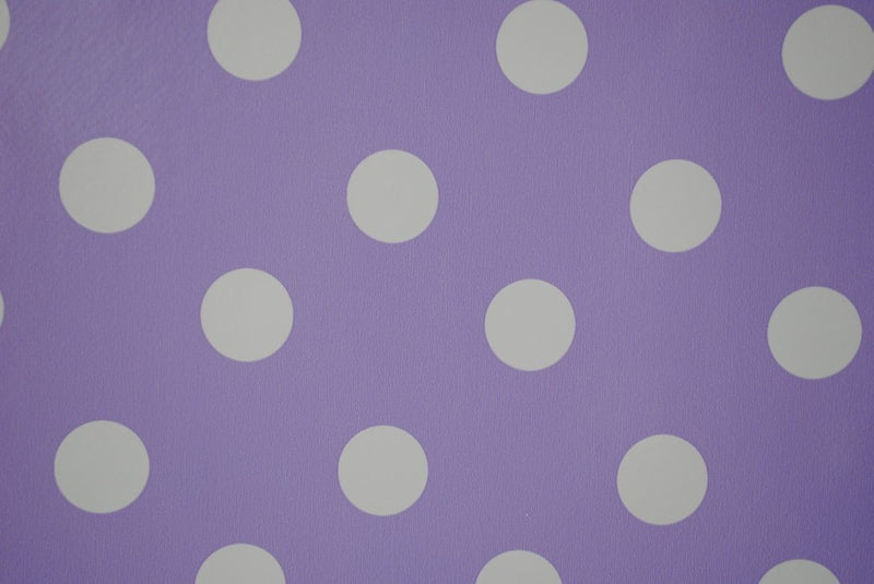 Lilac Smartie Spot  PVC Vinyl Tablecloth Roll 20 Metres x 140cm Full Roll