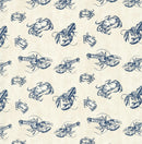 Lobster Crab Navy Blue Matt Oilcloth Tablecloth Clarke and Clarke ROUND 120cm - Warehouse Clearance