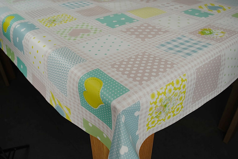 Lola Patchwork  PVC Vinyl Wipe Clean Tablecloth  320cm x 140cm Warehouse Clearance